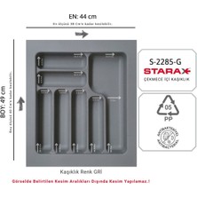Starax S-2285-G Çekmece Içi Plastik Kaşıklık Gri En:44-37,5 D:49-40 cm Arası Kesilir 7 Göz