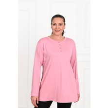 Koza Kadın Düğme Detaylı Büyük Beden Bluz 1376-23