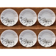 Porland 6'lı Porselen Gümüş Yakamoz Çay Tabak 6'lı Gümüş