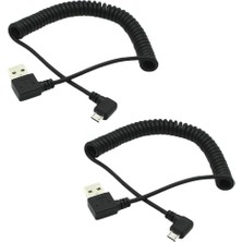 Nanlly 2 Adet 90 ° Açılı Sarmal USB 2.0 Erkek - Mikro 5pin Yay Kablosu (Yurt Dışından)