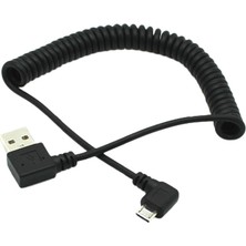 Nanlly 2 Adet 90 ° Açılı Sarmal USB 2.0 Erkek - Mikro 5pin Yay Kablosu (Yurt Dışından)