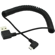 Nanlly 2 Adet 90 ° Açılı Sarmal USB 2.0 Erkek - Mikro 5pin Yay Kablosu (Yurt Dışından)