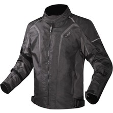 Ls2 Siyah-Gri Polyester Malzemeden Üretilmiş Su Geçirmez 4 Mevsim Motorsiklet Mont S Beden