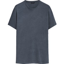 Qmari Basic Tişört Bisiklet Yaka Regular Fit Tshirt Erkek Pamuklu Düz  Melanj-Nakişli Q Logo