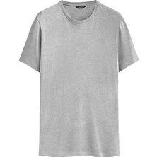 Qmari Basic Tişört Bisiklet Yaka Regular Fit Tshirt Erkek Pamuklu Düz  Melanj-Nakişli Q Logo