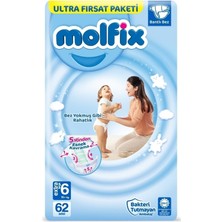 Molfix  Bebek Bezi Ultra Fırsat Paketi x Large 6 Numara 62 Adet