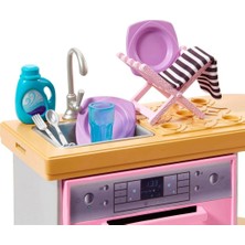 Barbie HJV32 Barbie'nin Ev Dekorasyonu Oyun Seti - Bulaşık Makinesi ve Aksesuarları