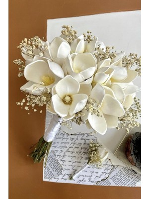 Hayalperest Boncuk Manolya Çiçekli Nikah Söz Gelin Buketi