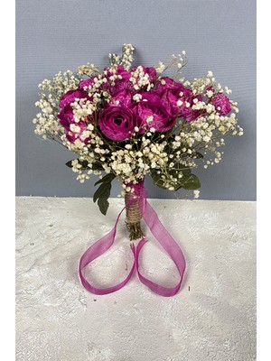 Hayalperest Boncuk Koyu Fuşya Şakayık Çiçekli Cipsolu Gelin Çiçeği