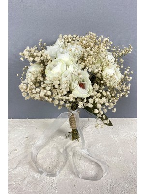 Hayalperest Boncuk Krem Şakayık Çiçekli Cipsolu Gelin Çiçeği