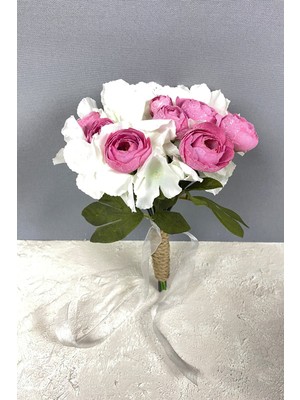 Hayalperest Boncuk Ortanca Şakayıklı Gelin El Buketi