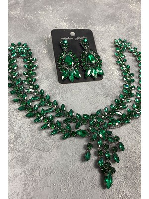 Hayalperest Boncuk Sultan Alınlık Gelin Kına Saç Aksesuarı ve Taşlı Küpesi