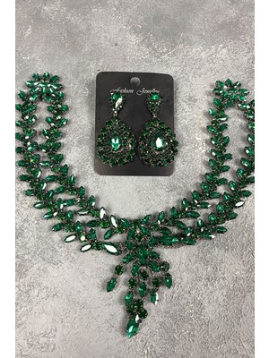 Hayalperest Boncuk Yeşil Sultan Alınlık Gelin Kına Saç Aksesuarı ve Abiye Küpesi