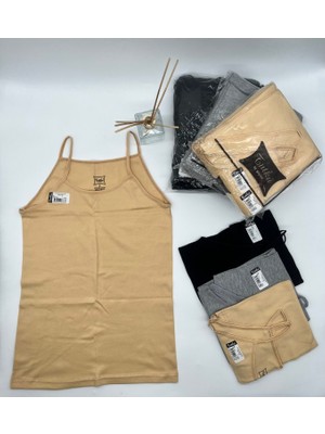 Tutku Kadın Ten 6'lı Paket Pamuklu Ribana Ip Askılı Atlet