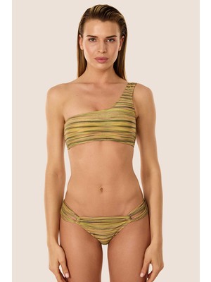 Ayyıldız 40737 Gold Simli Tek Omuz Bikini Takımı