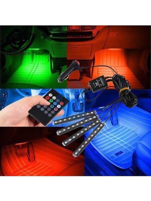 EC Shop Otoaction Araç Içi Ayak Altı Müziğe ve Sese Duyarlı Rgb Renkli Kumandalı LED 12 Ledli