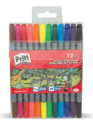 Pritt Çift Uçlu 12 Renk Keçeli Kalem