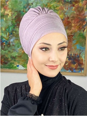 Butik Ambar Saray Model Lila Simli Yan Drapeli Dış Bone