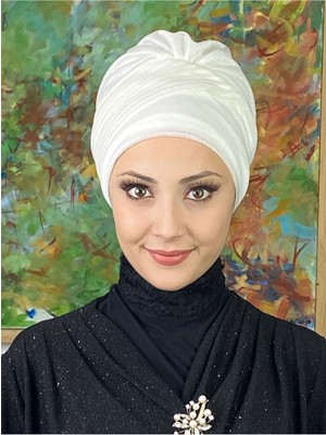 Butik Ambar Saray Model Beyaz Simli Yan Drapeli Dış Bone