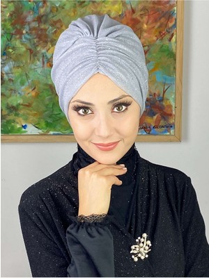 Butik Ambar Sultan Model Gümüş Simli Büzgülü Dış Bone
