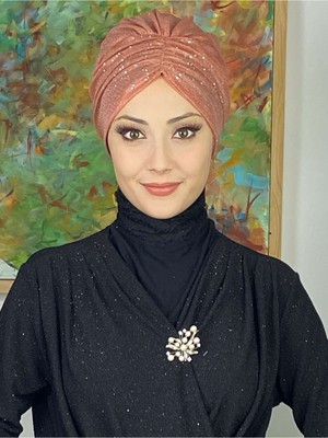 Butik Ambar Sultan Model Somon Simli Büzgülü Dış Bone