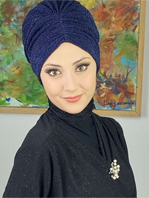 Butik Ambar Sultan Model Lacivert Büzgülü Dış Bone