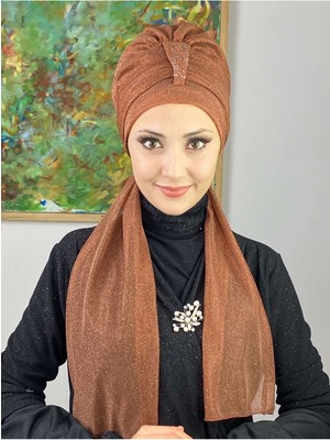 Butik Ambar Hürrem Açık Bakır Tek Biritli Simli Atkılı Bone