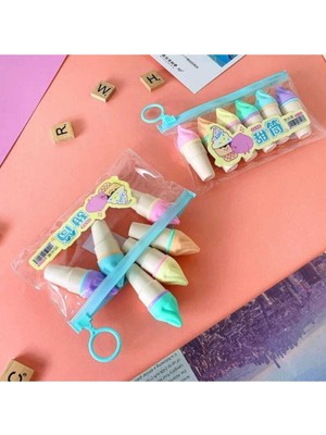 Yeşil Kırtasiye 6'lı Külah Dondurma Mini Kalem Renkli 6 Adet Eğlenceli Tasarım