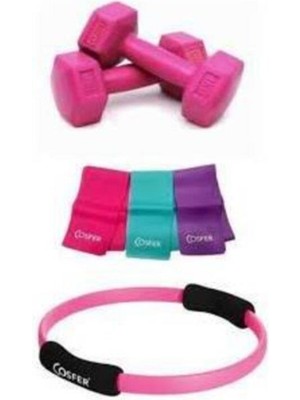 Cosfer 3'lü Pilates Egzersiz Seti: Çember, Band ve 1 kg Dambıl Kullanım Amacı İçin Uygun