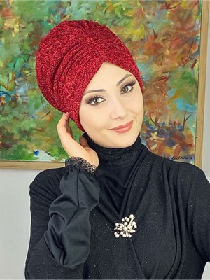 Butik Ambar Sultan Model Kırmızı Büzgülü Dış Bone
