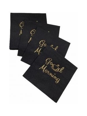 Kidspartim Gold Yaldızlı Siyah Good Morning Kare Peçete