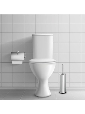 Gör Seç Paslanmaz Çelik 2 Adet Krom Wc Fırçası & Tuvalet Fırçası Banyo Fırçası