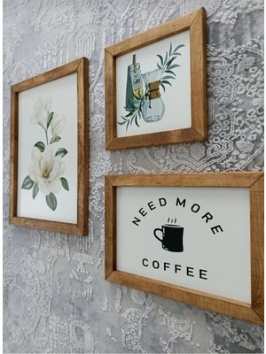 Wood Home Works Gerçek Ahşap Mutfak Kahve Köşesi Tablo Seti