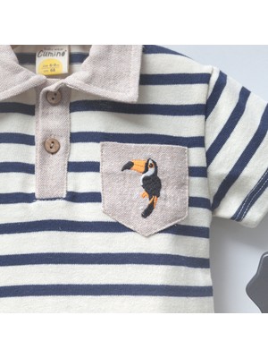 Cumino Edm Kidss 2'li Erkek Bebek Takım T-Shirt-Pantolon %100 Pamuk Lacoste Yakalı T-Shirt Kumaş Pantolon