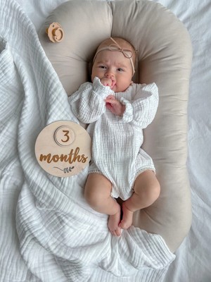 Marwin Craft Ahşap Aylık Anı-Hatıra Kartları, Yeni Doğan Bebek Hediyesi, Fotoğraf Çekimi Dekor Kartları