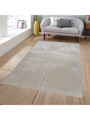 Balat Halı Raschel Carpet Kesme Yolluk Kaymaz Taban Yumuşak Peluş Halı Bej