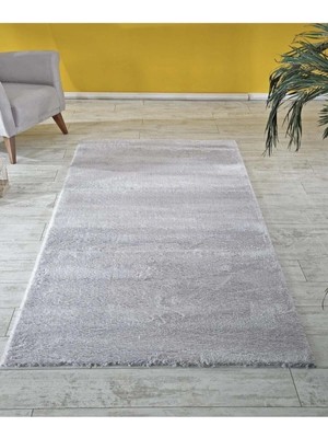 Balat Halı Raschel Carpet Kesme Yolluk Kaymaz Taban Yumuşak Peluş Halı Açık Gri