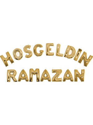 Pandoli Hosgeldın Ramazan Yazılabilen Folyo Balon 40 cm 16 Harf Altın Renk