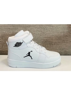 Cool Haykat Uzun Çocuk Basket Ayakkabı Beyaz Suni Deri Unisex Sneakers Taban Tipi