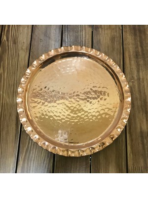 Dövme Bakır Çirtikli Tepsi 24 cm