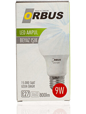 Orbus A60 9W E27 840Lm Ra70 220- 240V/50Hz Ampul - 6400K Beyaz Işık