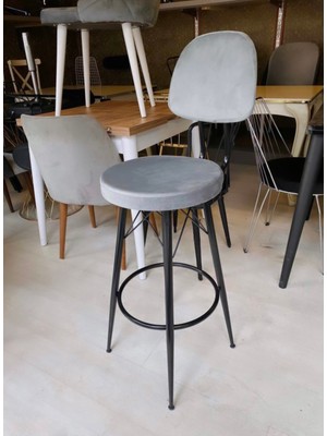 Sandalye Shop Dolce Bar Sandalyesi Babyface Kumaş Döşeme Gri.90 Ile 96 cm Arası Ada&masalara Uyumludur