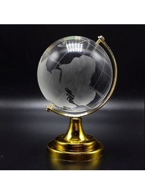 Home Dekor Hediye Dekoratif Şık Hediye Ev Ofis Hediyesi Kristal Mega Boy Cam Dünya Küre Gold 12 cm Boy