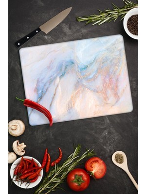 Sabanbaba Saban Ezgi Mermer Görünümlü | Cam Kesme Tahtası - Cam Kesme Tablası | 20 cm x 30 Cm 