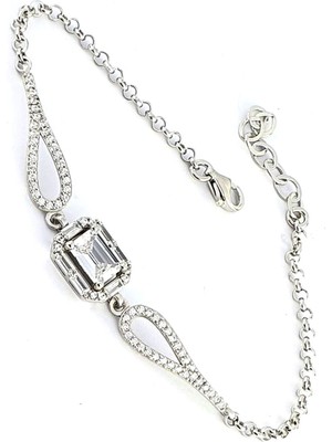 Pırlanta Parlaklığında Baget Zirkon Taşlı 925ayar Gümüş Bileklik