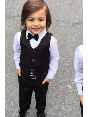 Abiye Kids Papyonlu Yelekli İndigo Erkek Çocuk Takım