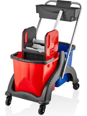 CEYMOP PROFESSIONAL Çift Kovalı Temizlik Ve Paspas Arabası Temizlik Seti Plastik Presli A KALİTE