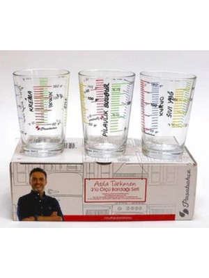 Paşabahçe Beyaz Arda Türkmen 3'lü Ölçü Bardağı Seti FMA04348