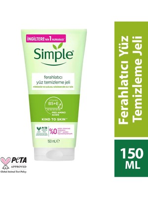 Simple Kind To Skin Ferahlatıcı Yüz Temizleme Jeli B5 + E Vitamini Pürüzsüz ve Sağlıklı Cilt 150 ml