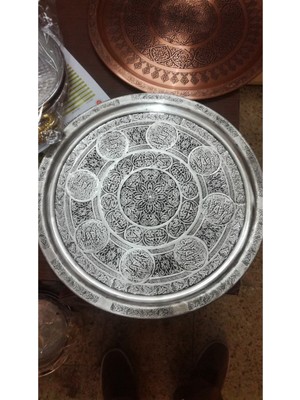 Ustası Antepte Dekoratif Bakır Tepsi Sunumluk 35 cm 35 cm